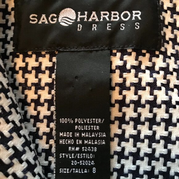 Sag Harbor Vintage Houndstooth Blazer: 80s Black White Textured Jacket, Size 8 - Picture 4 of 14